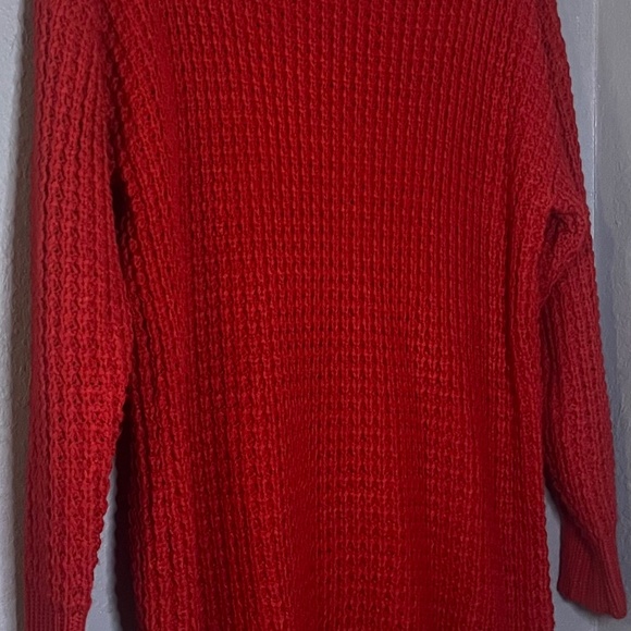 Zenana Premium Long Chunky Knit Sweater Women’s Large Red Oversized Thick - Picture 4 of 8